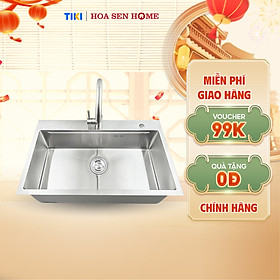 Mua Bộ chậu rửa chén INOX 304 LUSHINE D004 công nghệ tạo hình thủ công  bề mặt mài xước láng mịn  chống xước bền bỉ - Hoa Sen Home - Hàng chính hãng