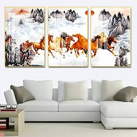 Bộ 3 Tranh Mã Đáo Thành Công Tuyệt Đẹp - Tranh Canvas Phong Thủy Cho Người Tuổi Ngọ