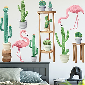 Decal dán tường trang trí phòng khách, quán cafe- Xương rồng xanh- mã sp LV113