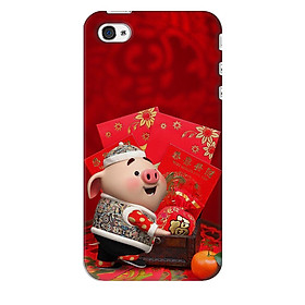 Ốp lưng nhựa cứng nhám dành cho iPhone 4S in hình Heo Con Lì xì