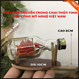 Mô hình thuyền gỗ trong chai thủy tinh nhỏ N3