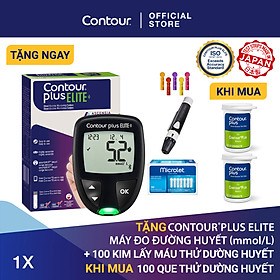 Tặng Máy đo đường huyết CONTOUR PLUS ELITE (mg/dL) Khi Mua 100 Que thử đường huyết và 100 Kim lấy máu thử đường huyết