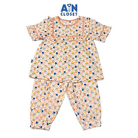 Bộ quần dài áo tay ngắn họa tiết Thỏ hoa cam cotton - AICDBG6ANM12 - AIN Closet
