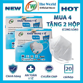 [Combo mua 4 hộp tặng 2 hộp] Khẩu trang T W 5 lớp kháng khuẩn, chống bụi mịn - Hàng chính hãng The World