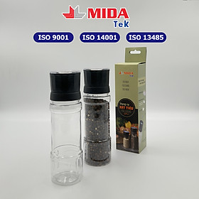 Dụng cụ xay tiêu MIDATEK cối xay ceramic chai nhựa dung tích 200ML miệng hũ 45mm