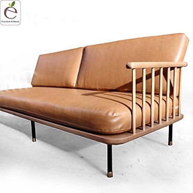 Mua Sofa Văng Kalma - Sofa gỗ dạng nan tự nhiên  bọc vải  nỉ  da  màu tùy chọn. Hàng gia công tỉ mỉ.