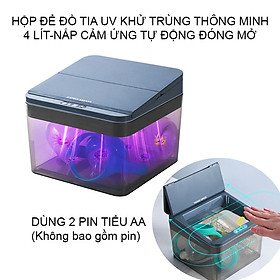 Hộp để đồ có đèn led tia UV khử trùng, với nắp cảm biến tự động đóng mở thông minh