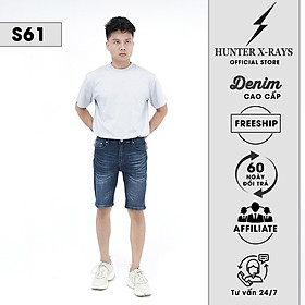 Quần Short Jeans Nam Cao Cấp HUNTER X-RAYS Form  Slimfit Thun Màu Xanh Nam Tính S61