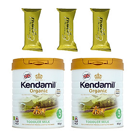 Combo 2 hộp Sữa bột Nguyên kem công thức hữu cơ KENDAMIL ORGANNIC số 3: ORGANIC TODDLER MILK (800G) ( cho trẻ từ 1-3 tuổi) - Phát triển chiều cao và trí não, tăng cân, tăng sức đề kháng – Tặng 3 bánh quế cuộn hiệu Kapad