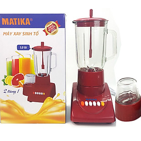 Máy Xay Sinh Tố Matika Công Suất 300W Xay Cực Nhanh 2 Cối Xay thủy Tinh- Hàng Chính Hãng