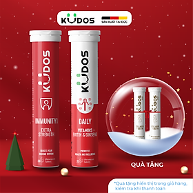Combo Thực phẩm bảo vệ sức khỏe KUDOS IMMUNITY BOOST EXTRA STRENGTH + KUDOS DAILY VITAMINS PLUS BIOTIN & GINSENG (20 viên/ Tuýp)