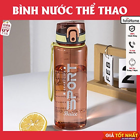 Bình Đựng Nước Nhựa Thể Thao Sport Dung Tích 650ml Tập Gym Có Vạch Chia Tiện Lợi Giao Màu Ngẫu Nhiên