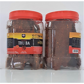 Khô bò miếng (lát) to mềm 2 hộp plastic 500gr nhà làm quà tặng, món ngon uống rượu bia