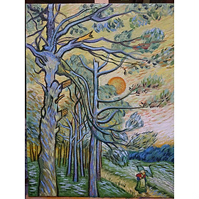 Mua Hoàng Hôn Dưới Rừng Thông (Van Gogh) - Tranh Sơn Dầu Vẽ Tay 40x50cm