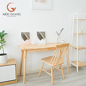 Mua Bàn Làm Việc Gỗ Tự Nhiên - Chân Tròn 1 Ngăn Kéo