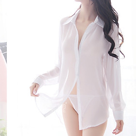 Áo Sơ Mi Ngủ Nữ Vải Chiffon Xuyên Thấu Mát Mẻ Nhiều Size Lựa Chọn