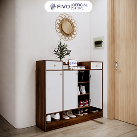 Mua Tủ Giày Gỗ Chống Ẩm FIVO FS51  Nhiều Ngăn Đựng Giày  Có Cửa Giúp Bảo Quản Tốt Giày Dép  Mặt Tủ Rộng Rãi Chứa Được Nhiều Đồ - Ngang 120cm