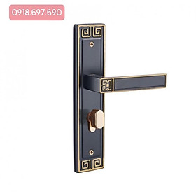 Bộ khoá tay gạt điện đen viền vàng VICKINI 32017 phù hợp cho cửa thông phòng / cửa WC cửa gỗ / nhôm hệ 1000