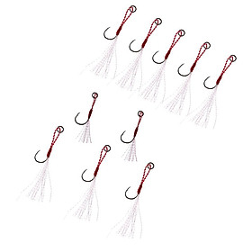 Pack of 10 Metal Assist Hook Fishing Jig Hook Live Baits Hooks Fishhook 13# 15#