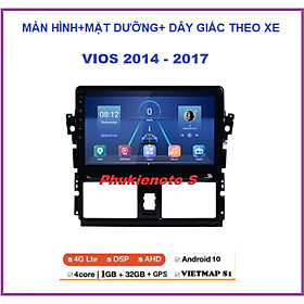 BỘ Màn hình ô tô VIOS 2014-2017 .Màn dvd Androi lắp sim 4G-thu phát wifi ram1G-rom32G có mặt dưỡng và dây giắc đi kèm, hỗ trợ cổng cắm USB,camera lùi, đầu dvd ô tô, đồ chơi xe hơi.