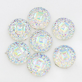 50pcs Round Resin Flatback Embellishments Beads for DIY Jewelry Making White