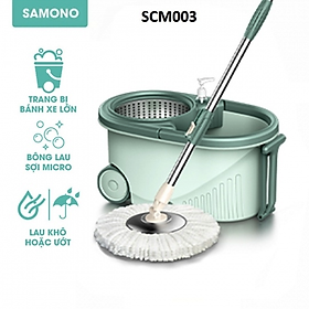 Mua Bộ cây lau nhà cao cấp xoay 360 độ SAMONO SCM003 lau sạch mọi ngóc ngách sàn nhà 2 ngăn chứa lau khô lau ướt thông minh - Hàng chính hãng