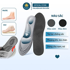 01 cặp lót giày thể thao 4D có gờ chống sốc giảm mỏi gang bàn chân - buybox - BBPK36 - Đen - Size nam 40 - 43