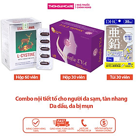 Combo nội tiết tố giúp đẹp da , tóc khỏe Lcystine 60v, Sanofia Eva tím 30v