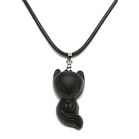 Dây Đeo Và Mặt Hồ Ly Đuôi Dài Thạch Anh Lưu Ly - Đen