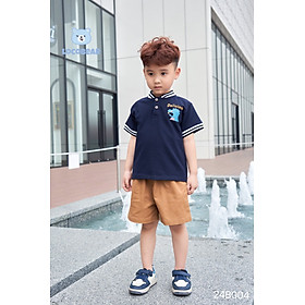 Bộ cộc tay bé trai 1-8 tuổi hình khủng long chữ Deli áo polo hàng thiết kế cao cấp kiêu dáng thời trang