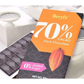 Socola đắng không đường Beryl's 70% ca cao thanh 90g