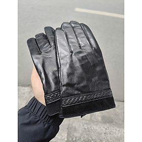 Găng tay nam da cừu lót lông giữ ấm mùa đông BHY8719 Bao tay lái xe
