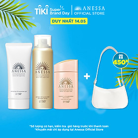 Bộ sản phẩm Kem chống nắng Anessa cho cho da mặt và toàn thân (Mild Milk 60ml + Whitening Gel 90g + Gold Spray 60g)