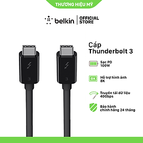 Mua Cáp Thunderbolt 3 Belkin 0.8m  hỗ trợ truyền tải 40Gbps  sạc PD 100W  xuất hình ảnh 4K/5K/UltraHD  chứng nhận bởi Intel - F2CD084BT - Hàng chính hãng