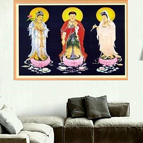 Tranh thêu tam Thánh Tây Phương A915 - kích thước: 94 * 73cm.