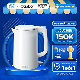 Mua Bình đun nước siêu tốc 2L công suất 1500W cao cấp  EK20M-WH01A thương hiệu Gaabor - Hàng chính hãng