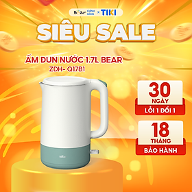 Ấm siêu tốc 1,7l bear công suất lớn, bình đun nước nóng nhanh pha trà, bền bỉ zdh-q17b1 - hàng chính hãng