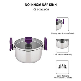 Nồi nhôm nắp kính CS 24x13.5cm 010420101-24