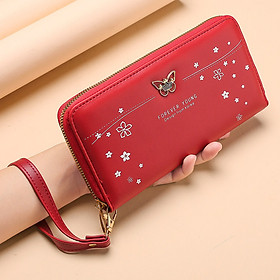 VÍ NỮ DÀI CẦM TAY NEW-0093 PHỐI HOẠ TIẾT HÌNH BƯỚM VÀ VƯƠNG MIỆN ĐỘC ĐÁO, CỰC ĐẸP, CHẤT LIỆU DA SÁNG BÓNG, BỀN ĐẸP
