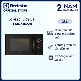 Lò vi sóng để bàn tích hợp nướng đối lưu Electrolux 23L - EMG23K22B - Chức năng vi sóng, nướng , hâm nóng & làm giòn món chiên - Bảo hành 2 năm toàn quốc [Hàng chính hãng]