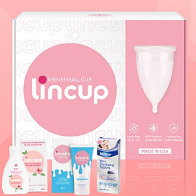 Cốc Nguyệt San Lincup + Tặng 50 Viên Tiệt Trùng Milton,Dung dịch vệ sinh phụ nữ và cốc nguyệt san Lincare Rose,Gel bôi trơn đa năng Lincare Aqua Gel
