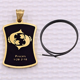 Mặt dây chuyền cung Song Ngư - Pisces inox vàng kèm vòng cổ dây cao su đen, Cung hoàng đạo