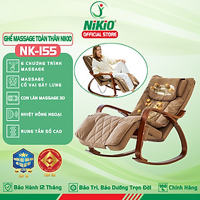 Ghế Massage Toàn Thân Nikio NK-155 - Kỹ Thuật Mát Xa Shiatsu Nhật Bản, Xoa Bóp Chuyên Sâu, Công Nghệ Rung Tần Số Cao Kết Hợp Nhiệt Hồng Ngoại Tân Tiến - Ghế Bập Bênh Thư Giãn, Giảm Stress Tại Nhà - Cải Thiện Sức Khỏe Và Chất Lượng Giấc Ngủ