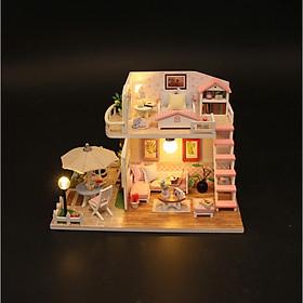 Mô hình nhà DIY Doll House Pink Loft Kèm Mica Chống bụi