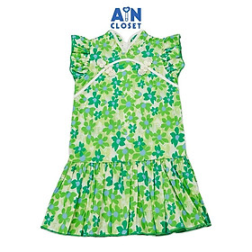 Đầm sườn xám bé gái họa tiết Hoa Xanh cotton - AICDBGLGVR21 - AIN Closet