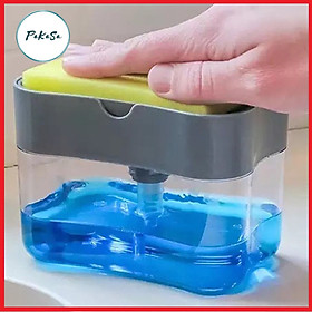 Mua Hộp Đựng Nước Rửa Chén Kèm Vòi Bơm Thông Minh Tặng Kèm Miếng Rửa Chén Bọt Biển Và 5 Khăn Lau Chén PaKaSa - Chính Hãng