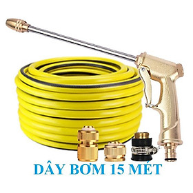 Vòi Xịt Rửa Xe️ Bộ dây vòi xịt nước rửa xe, tưới cây , tăng áp 3 lần, loại 15m 206701-2 đầu đồng, cút đồng