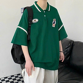 Áo thun polo nam thêu logo phối viền tay