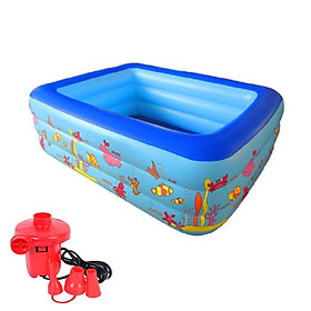 Mua Bể bơi phao 3 tầng cho bé size 130x85x55cm ( giao màu ngẫu nhiên )Tặng kèm bơm điện 2 chiều