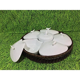 Mua Khay mứt hình bông hoa sứ Bát Tràng